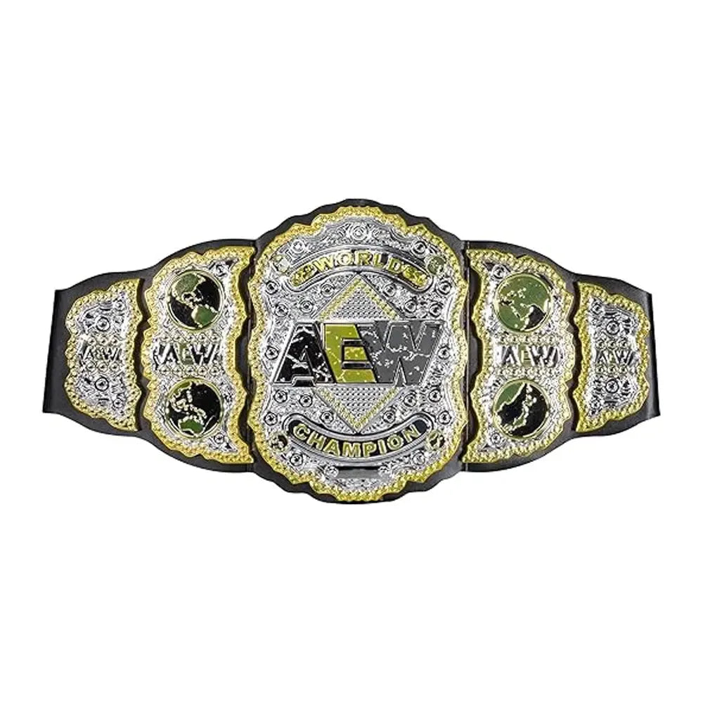 AEW championship belt replica with detailed gold and silver design from Championship Belt Store