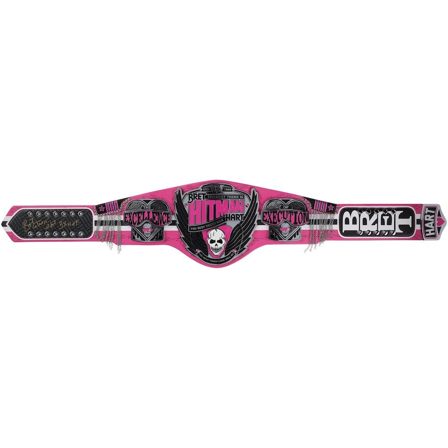 Bret Hart Autographed Signature Series Championship Replica Title Belt with Inscription Championship Belt Store