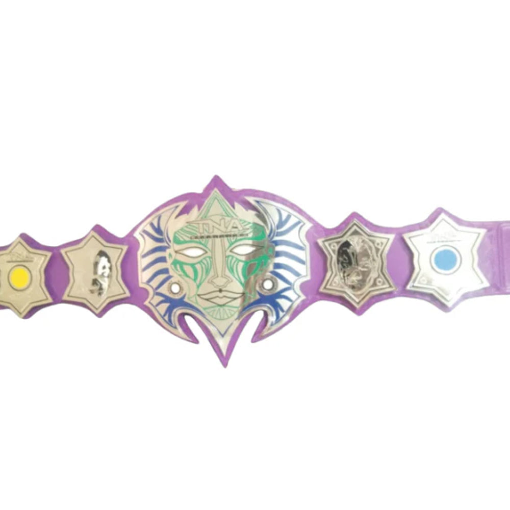 TNA Championship Belt Store immortal heavyweight championship belt with detailed face design on purple strap