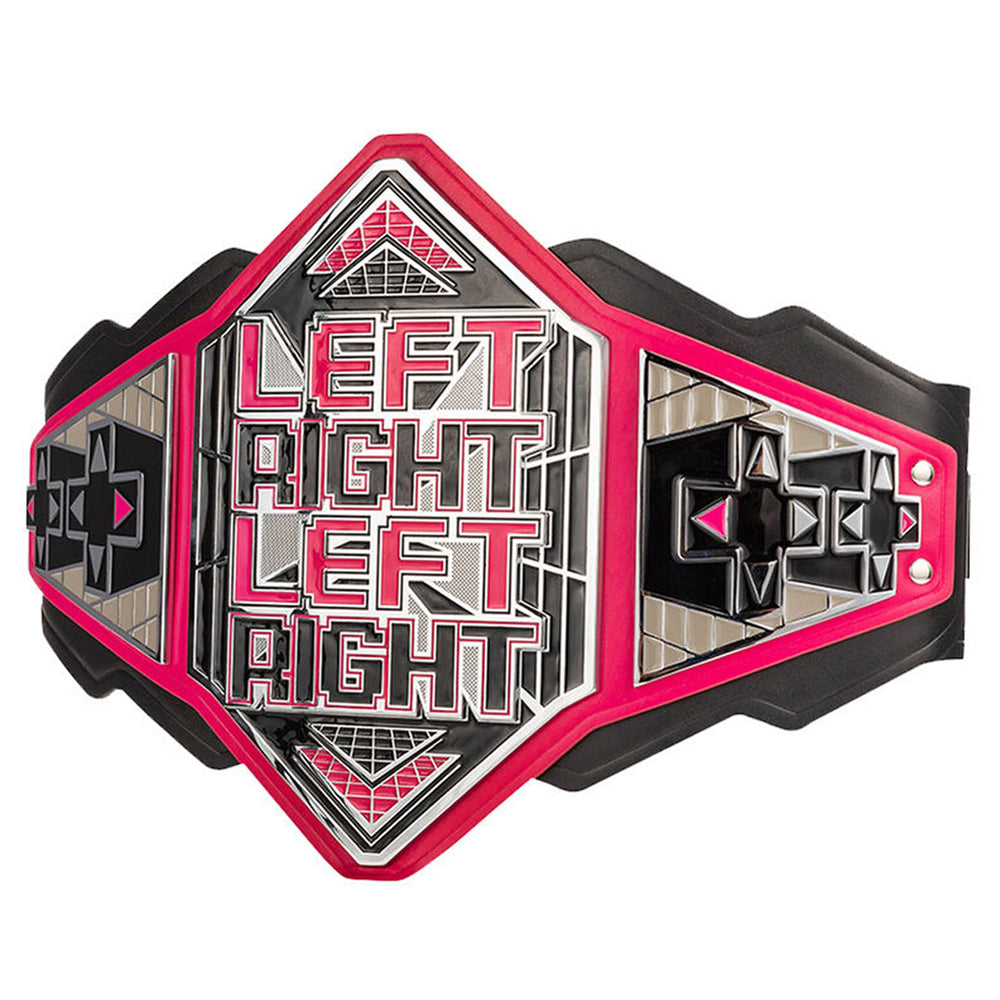 LRLR Belt WWE Championship in pink and black with bold Left Right Left Right design by Championship Belt Store