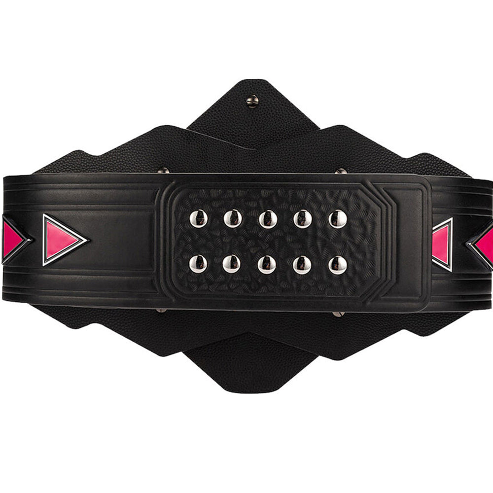 LRLR Belt WWE Championship black leather belt with silver studs and red arrow accents