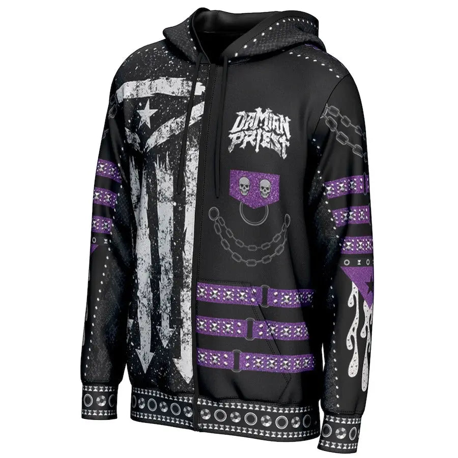Men's Prosphere Black Damian Priest Hoodie Championship Belt Store