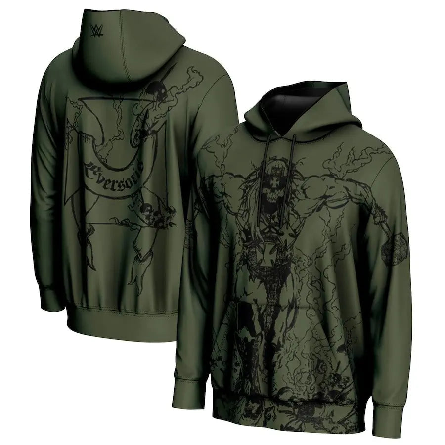 Men's Prosphere Olive Triple H Skull King Hoodie Championship Belt Store