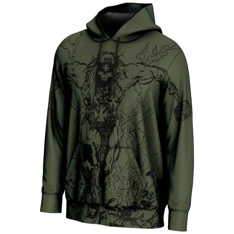 Men's Prosphere Olive Triple H Skull King Hoodie Championship Belt Store