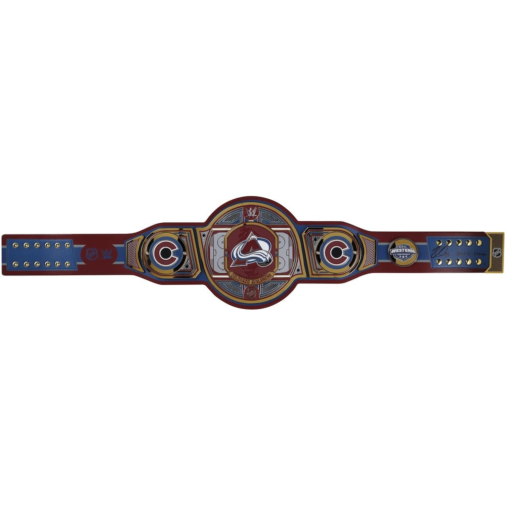 Nathan MacKinnon Colorado Avalanche Autographed WWE Legacy Title Belt Championship Belt Store