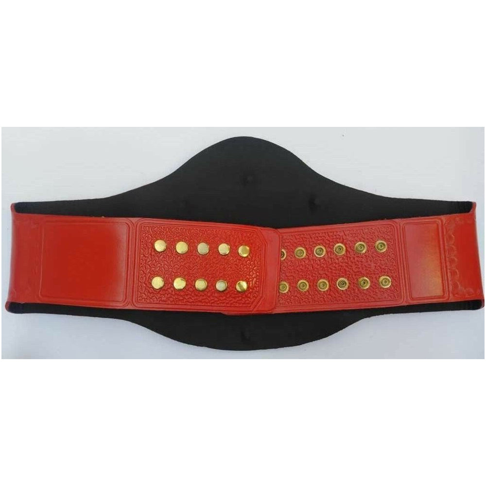 Red leather strap with gold snaps for TNA Legends championship belt by Championship Belt Store