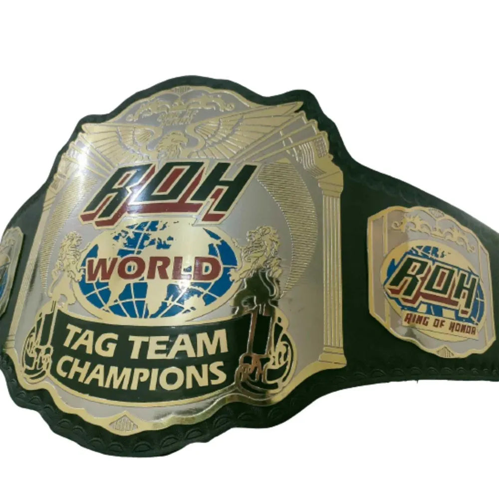 ROH tag team championship belt replica with gold and black detailing from Championship Belt Store