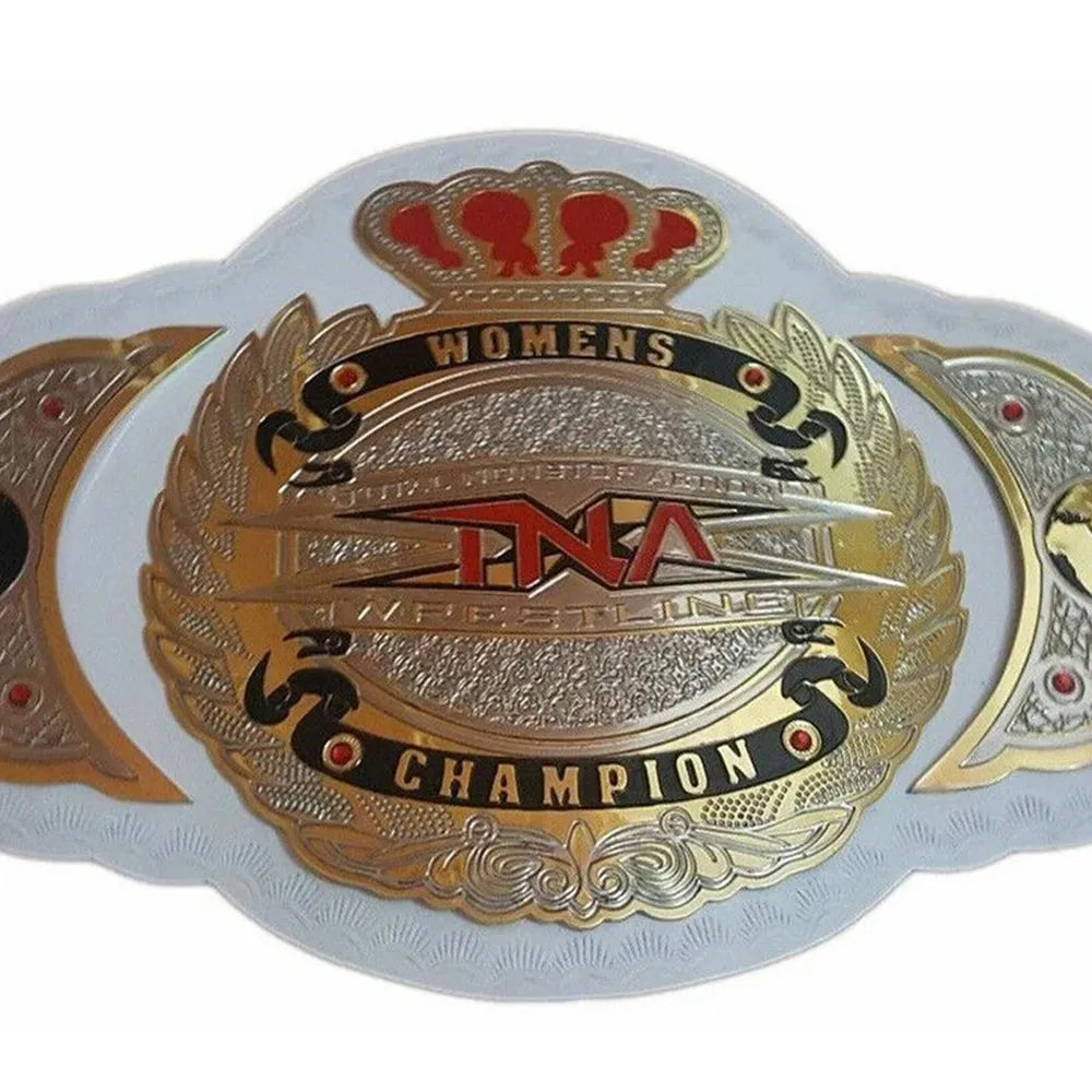 TNA womens championship belt with gold and red crown design from Championship Belt Store