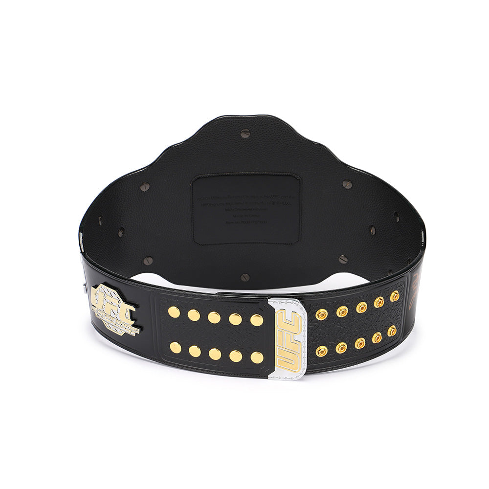 UFC BMF replica belt with black leather strap and gold details from Championship Belt Store