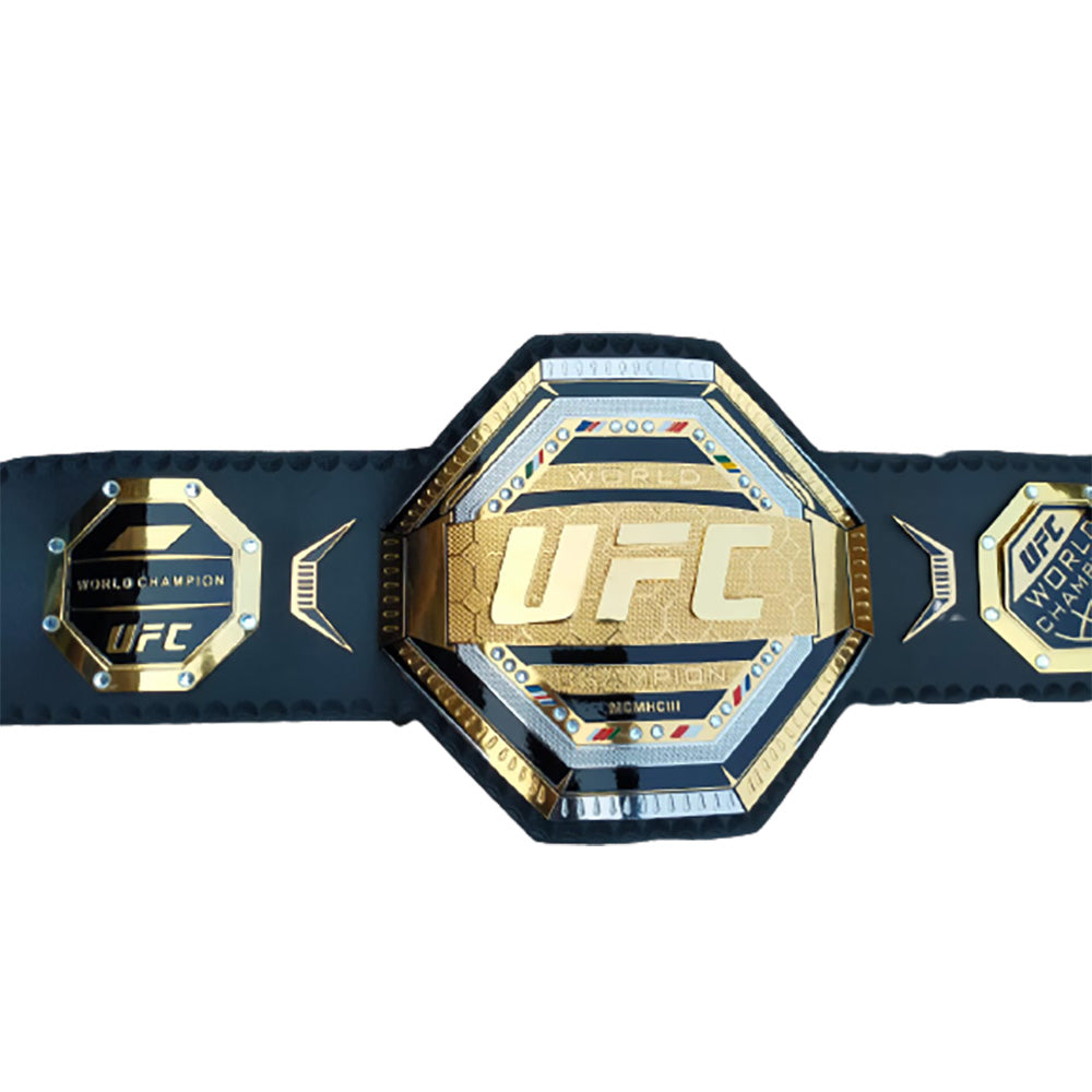 UFC legacy heavyweight championship replica belt with gold and silver plates on black strap
