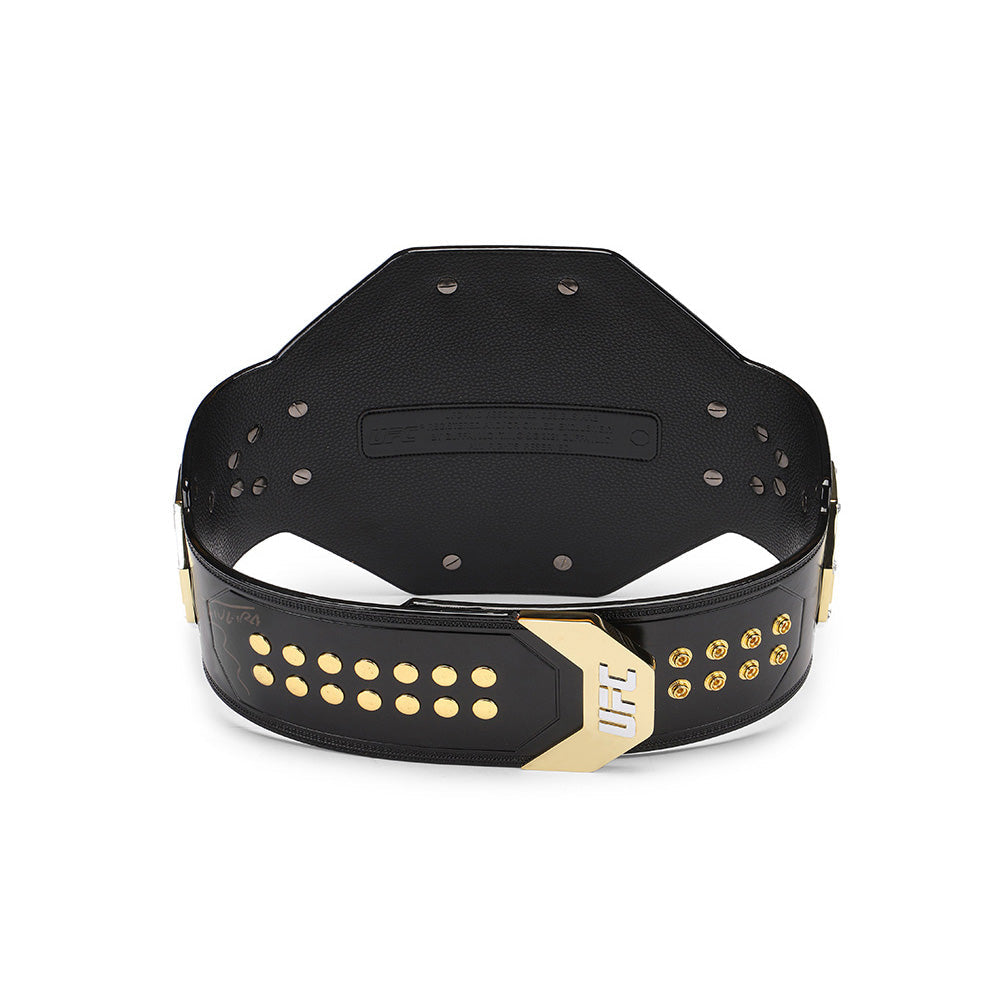 UFC legacy replica belt by Championship Belt Store with black leather and gold accents