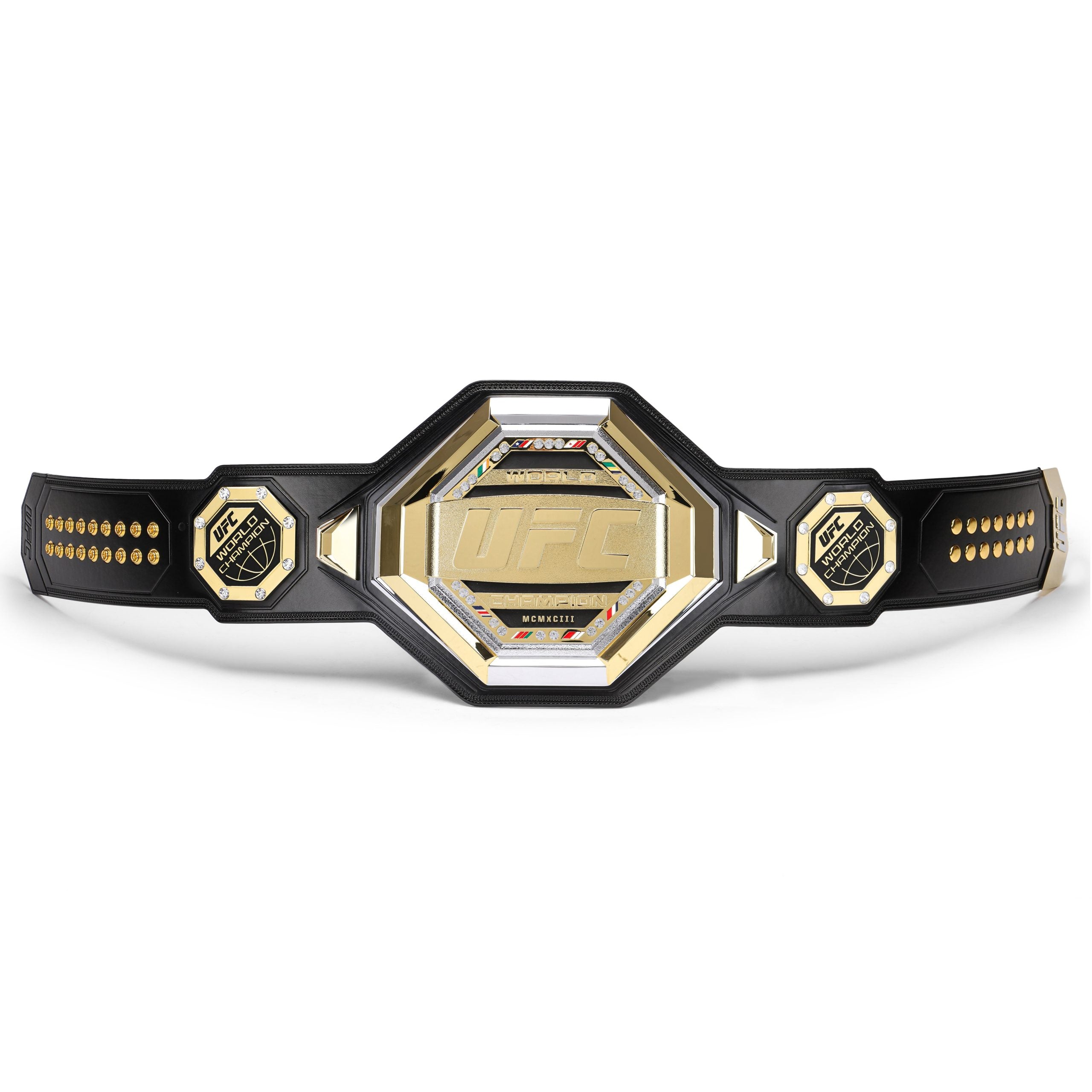 UFC legacy replica belt by Championship Belt Store with black strap and gold detailed center plate