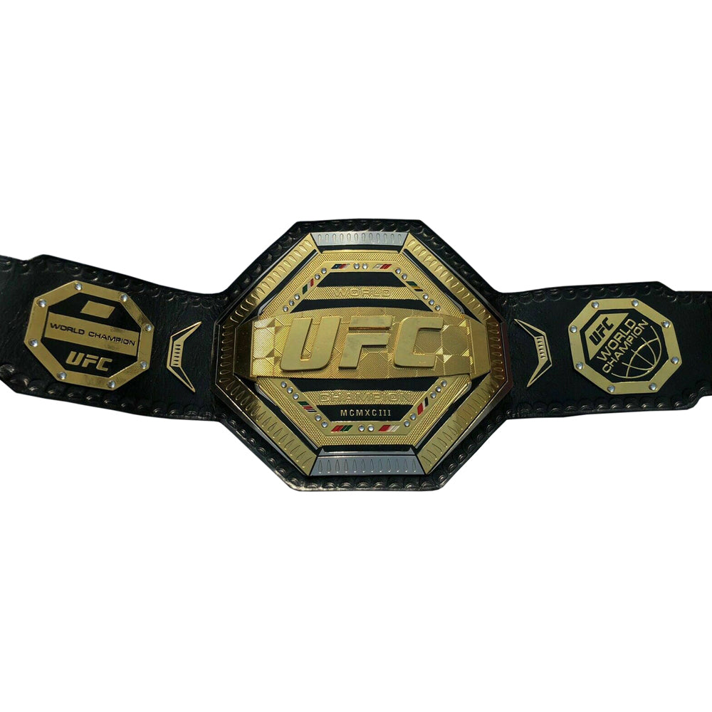 UFC championship replica belt with gold and black detailing and UFC logo from Championship Belt Store