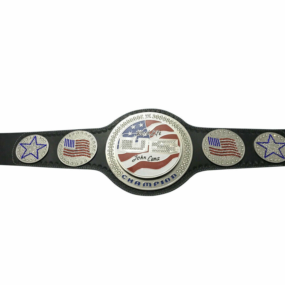 US spinner wrestling belt replica WWE Championship belt with American flag design by Championship Belt Store