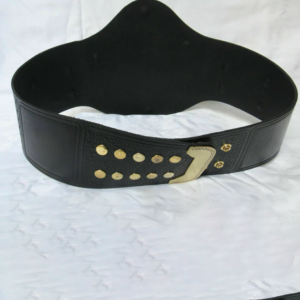 WCW tag team championship belt black leather strap with gold studs and buckle closure