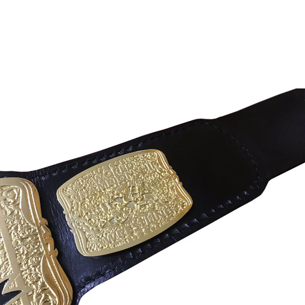 WCW United States Championship belt with detailed gold plates on black strap from Championship Belt Store