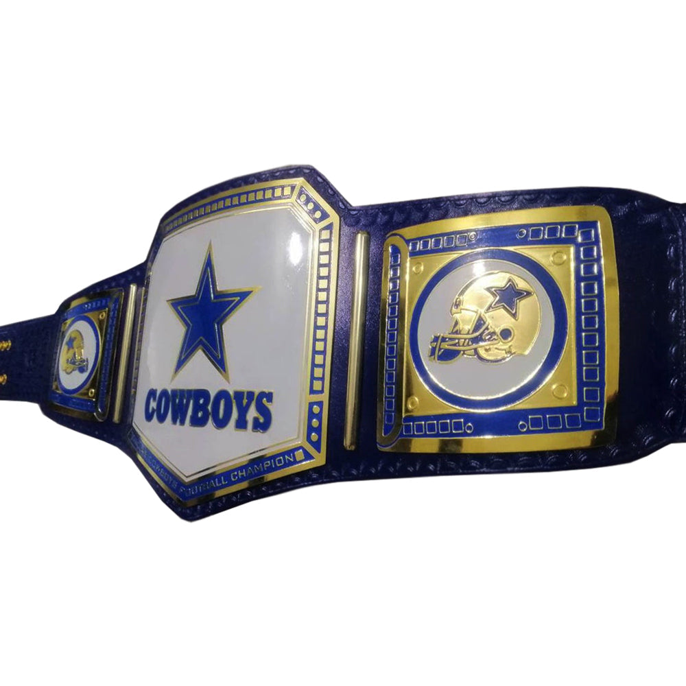 WWE Cowboys championship belt with blue star and gold detailing by Championship Belt Store