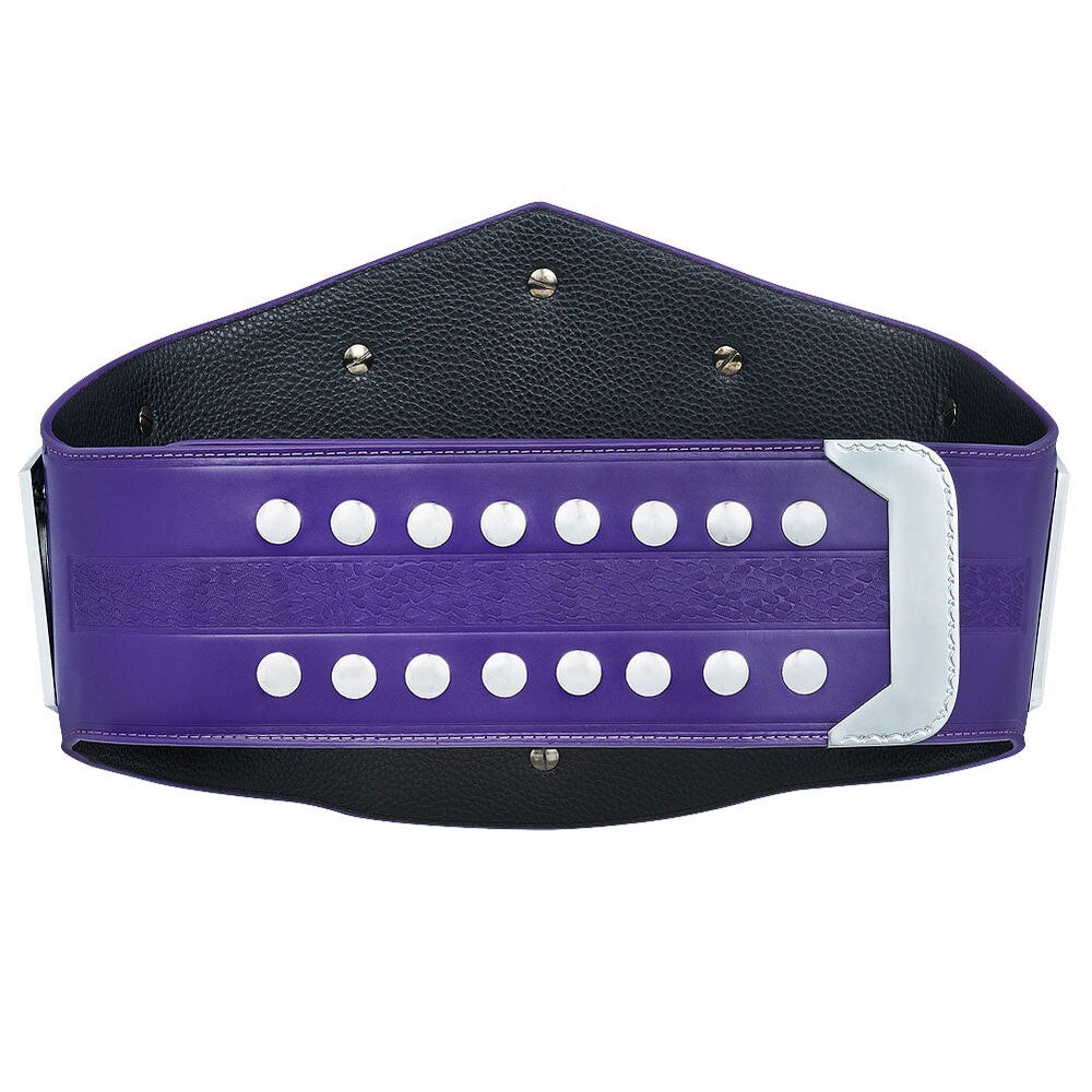 WWE cruiserweight championship belt with purple strap and silver studs by Championship Belt Store