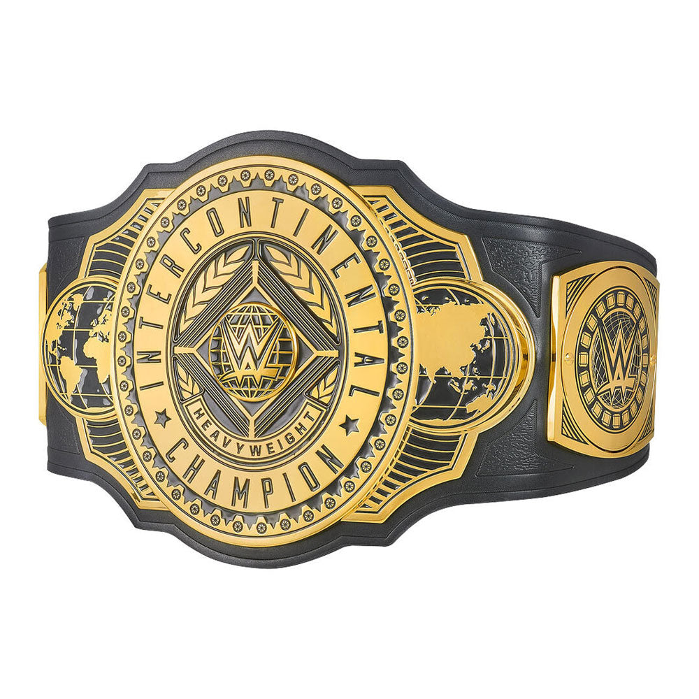 WWE Intercontinental Championship belt with gold and black design by Championship Belt Store