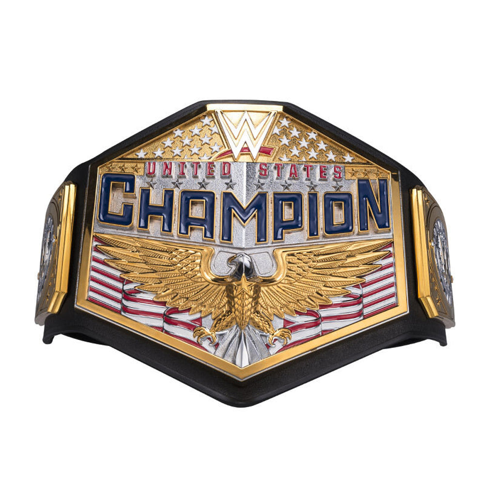 WWE United States Championship belt with gold eagle and American flag design by Championship Belt Store