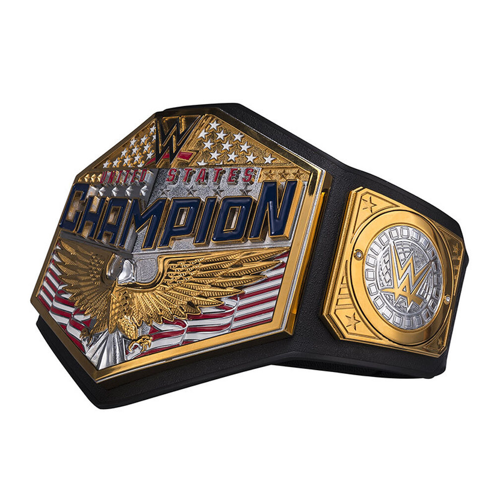 WWE United States Championship belt with gold eagle and American flag design from Championship Belt Store