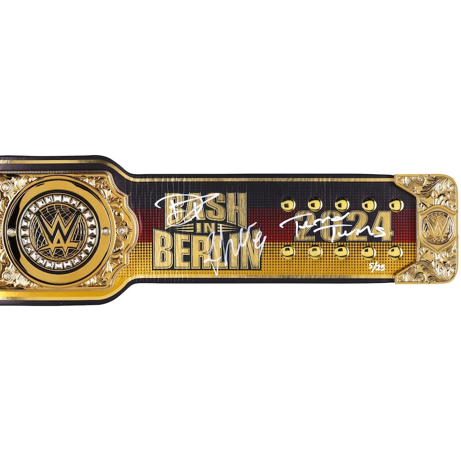 Damian Priest and Rhea Ripley WWE Autographed Championship Title Belt